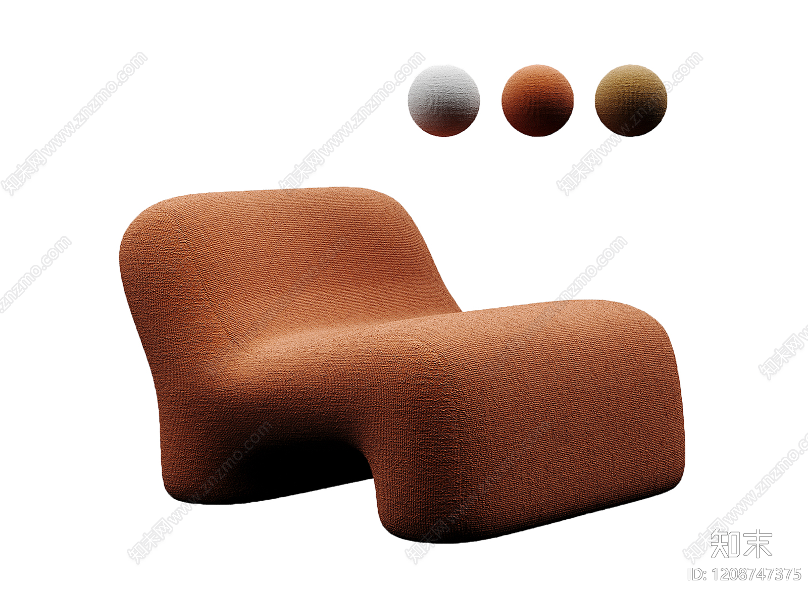 现代极简单人沙发3D模型下载【ID:1208747375】