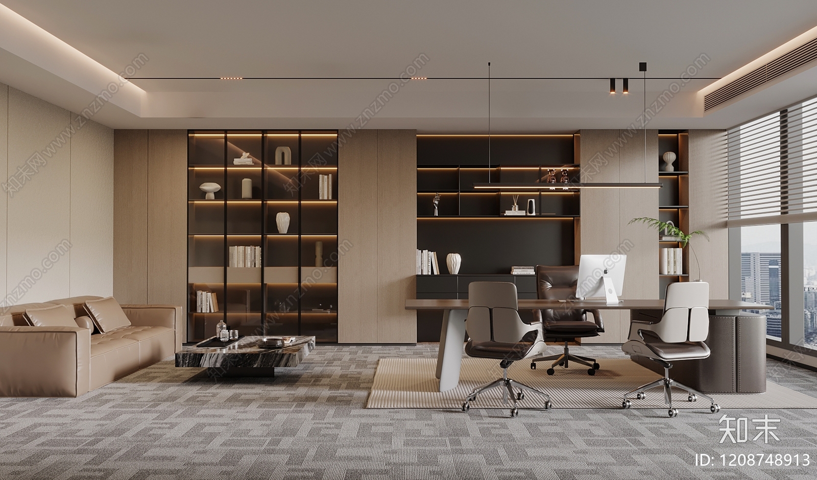 现代简约董事长办公室3D模型下载【ID:1208748913】