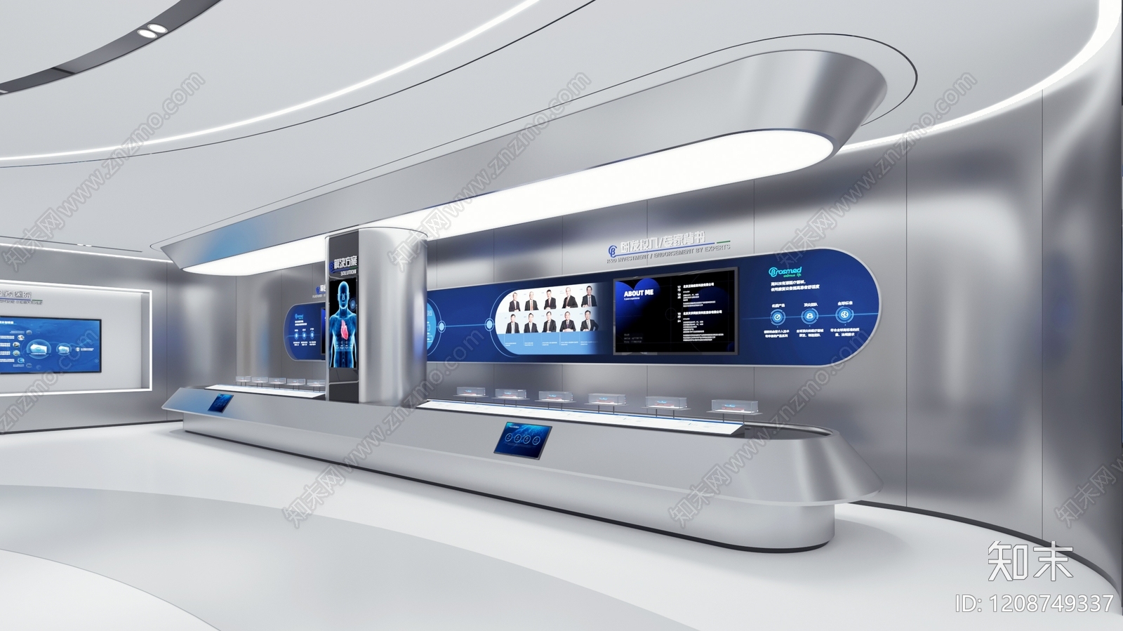 科技极简风医疗展厅3D模型下载【ID:1208749337】