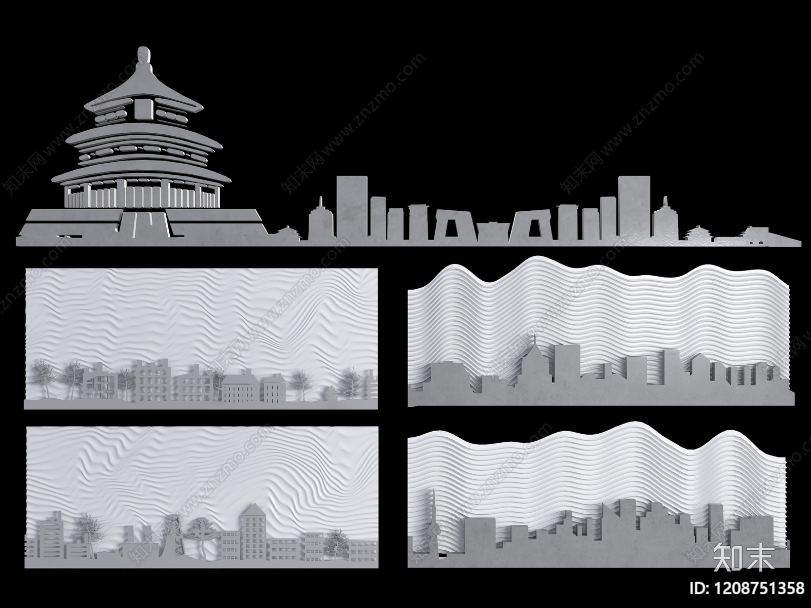 现代背景墙SU模型下载【ID:1208751358】