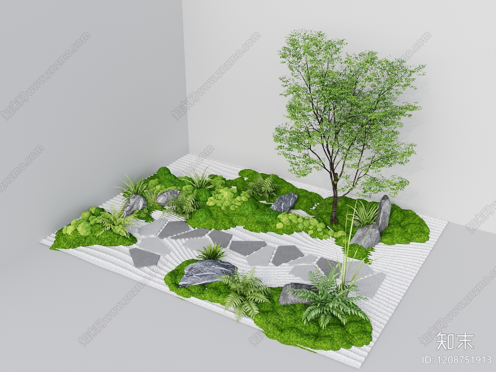日式枯山水枯山水3D模型下载【ID:1208751913】