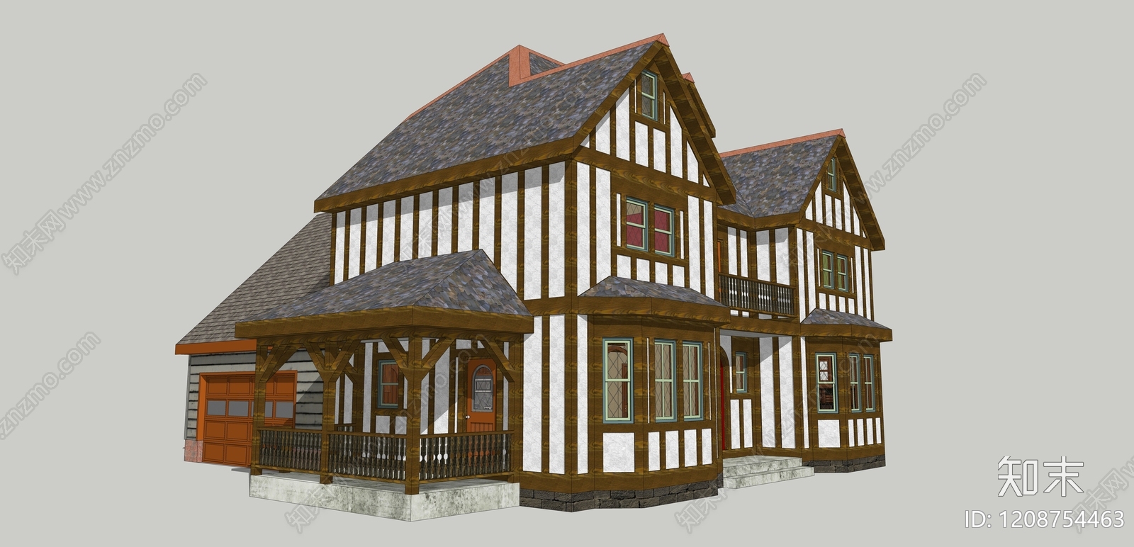 欧式民宿建筑SU模型下载【ID:1208754463】