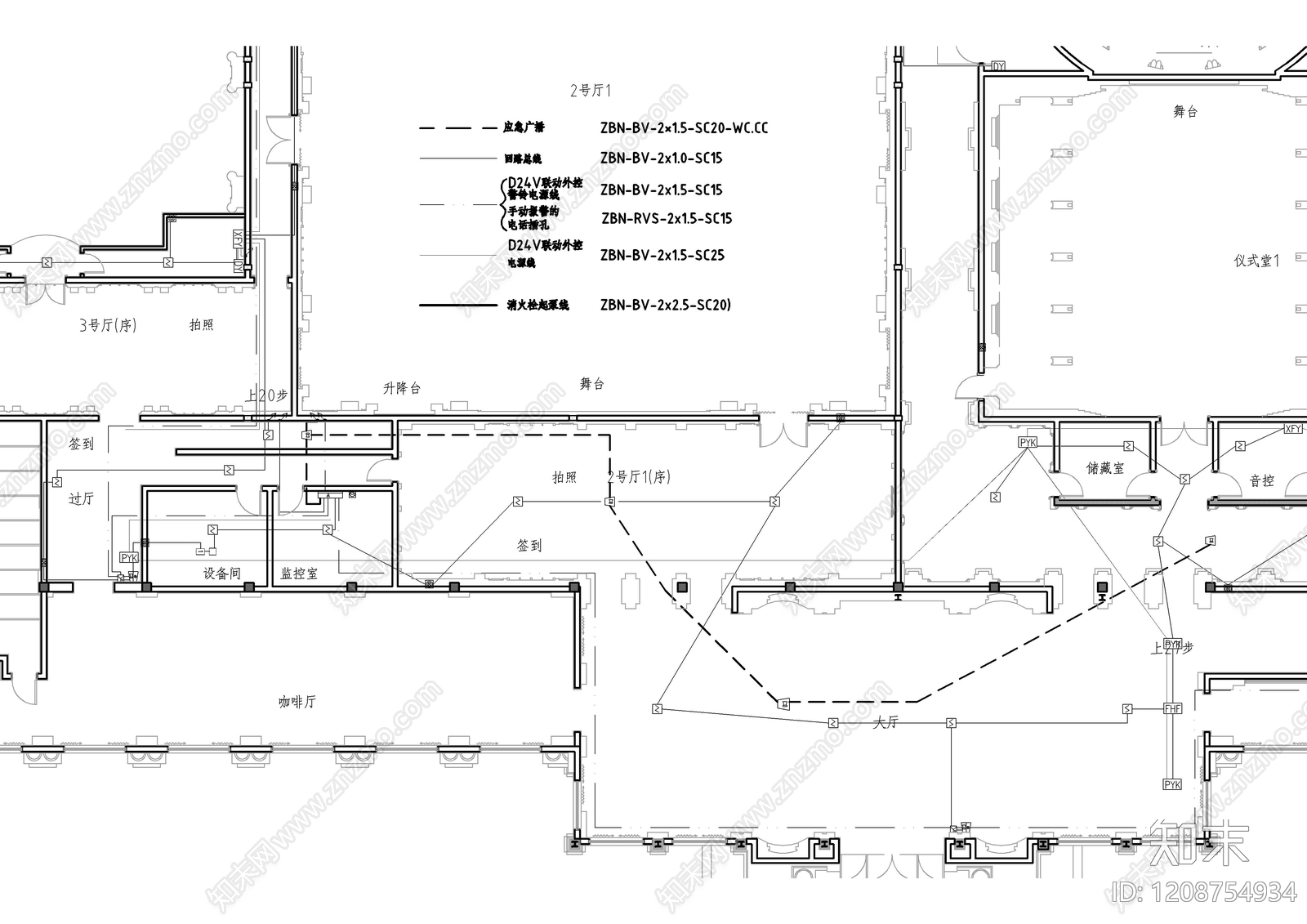 火灾报警系统cad施工图下载【ID:1208754934】