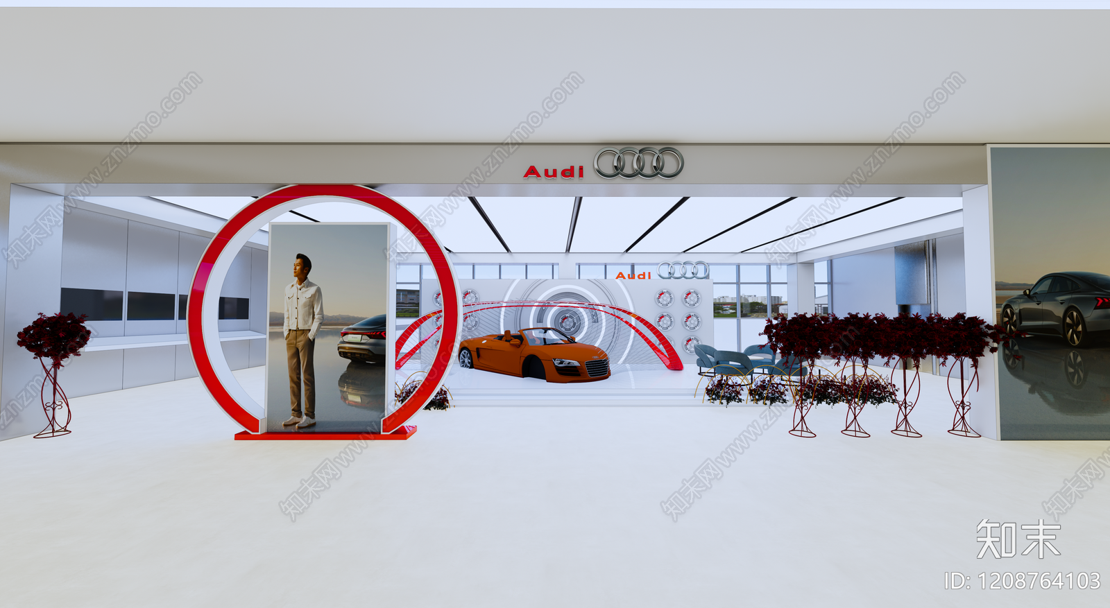 现代极简汽车展台SU模型下载【ID:1208764103】