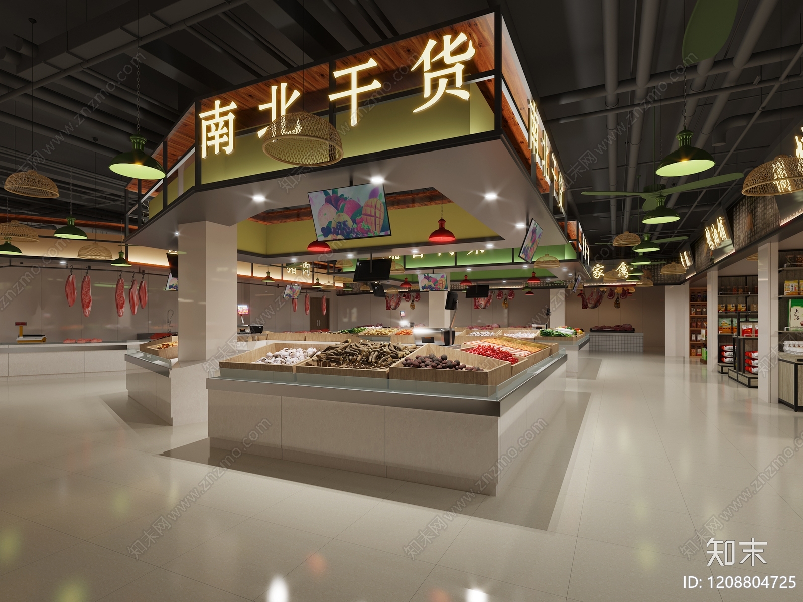 现代简约菜市场3D模型下载【ID:1208804725】