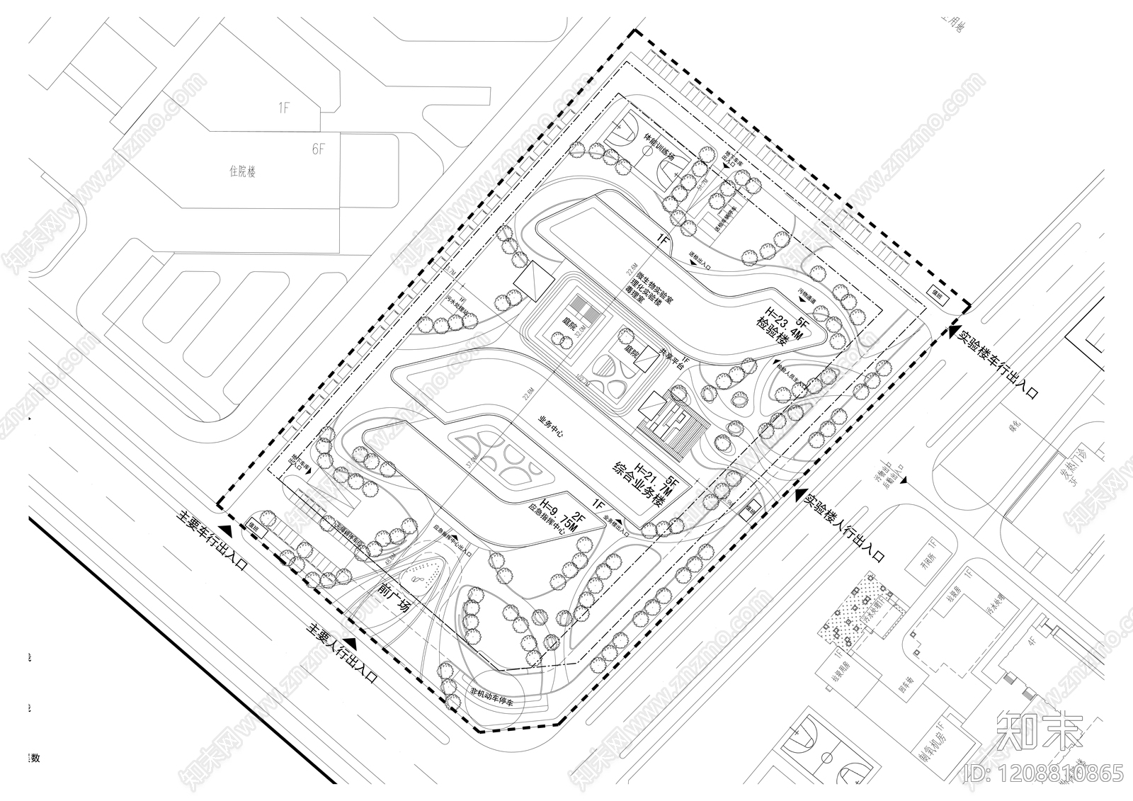 现代医院建筑cad施工图下载【ID:1208810865】