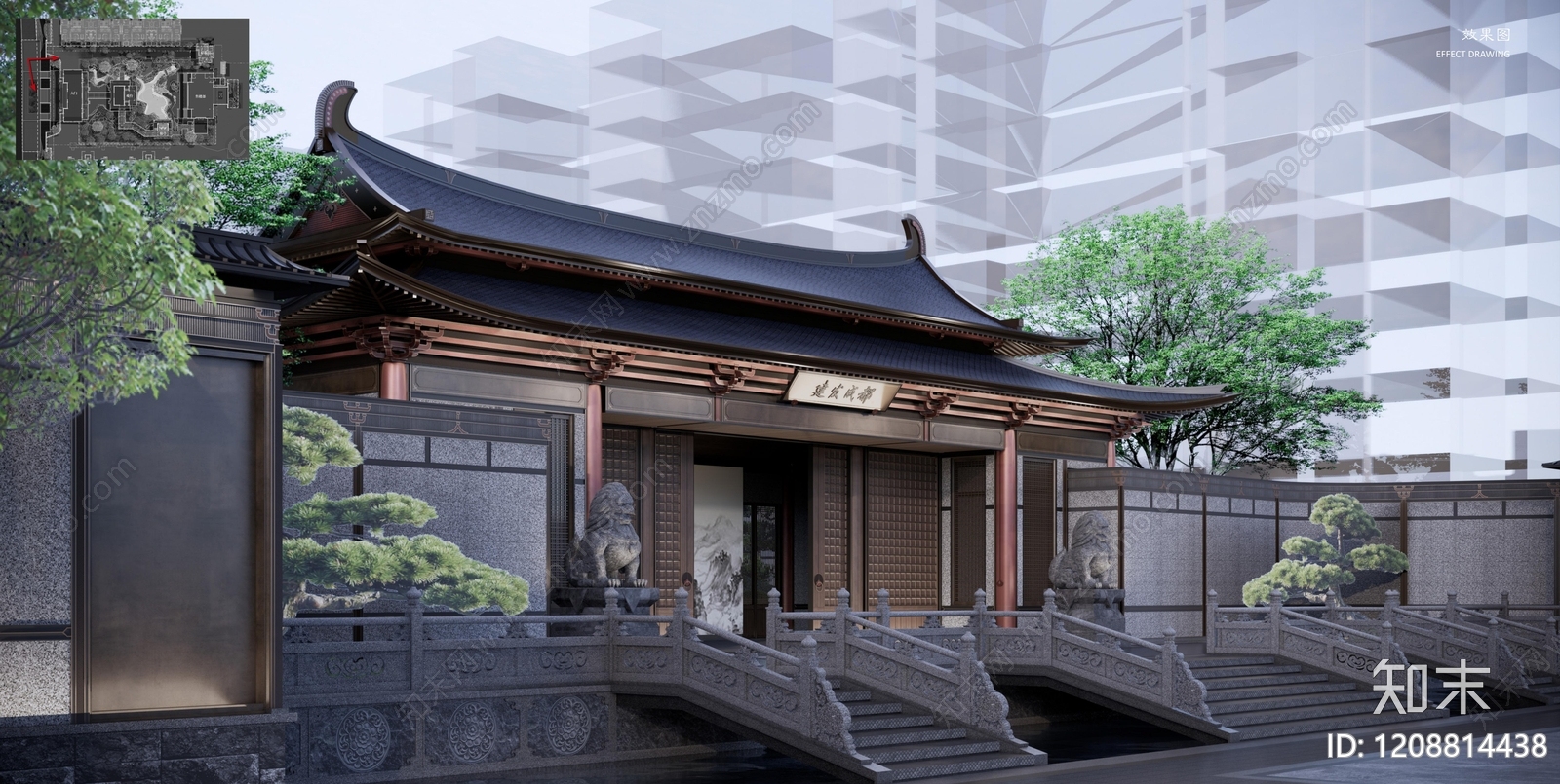 新中式中式示范区景观下载【ID:1208814438】