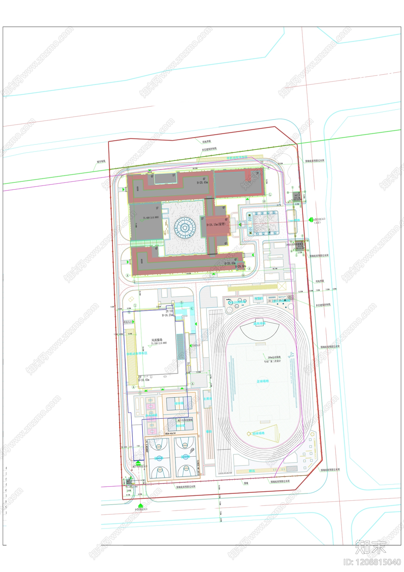 现代学校建筑cad施工图下载【ID:1208815040】
