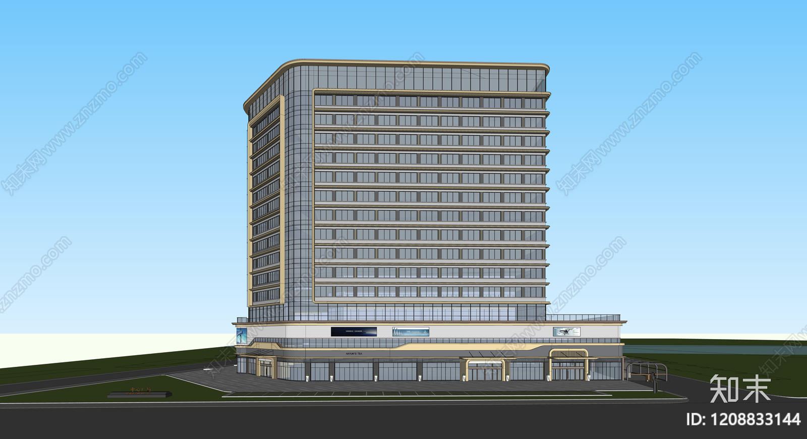 现代轻奢酒店建筑SU模型下载【ID:1208833144】