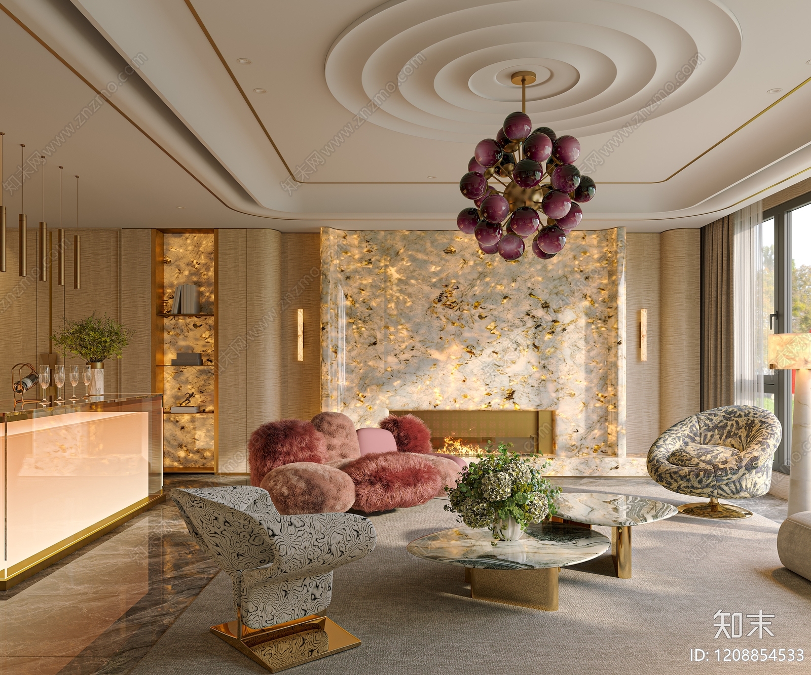 意式轻奢家居客厅3D模型下载【ID:1208854533】