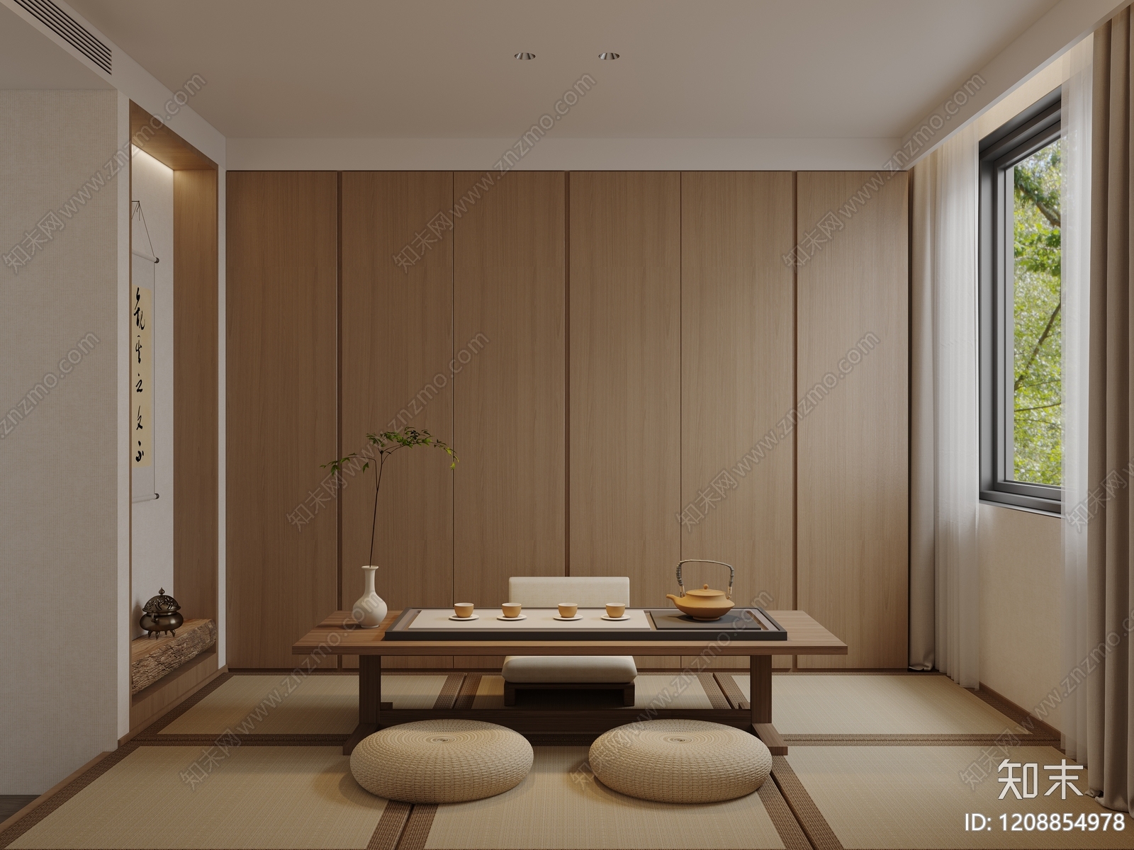 日式禅意茶室3D模型下载【ID:1208854978】