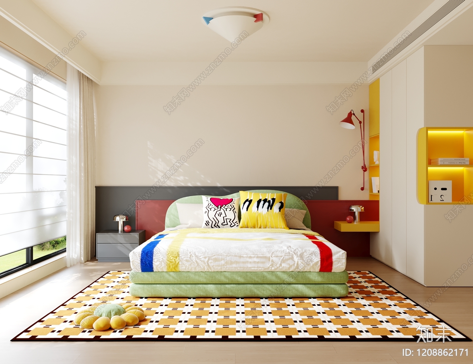 孟菲斯风格通用儿童房3D模型下载【ID:1208862171】