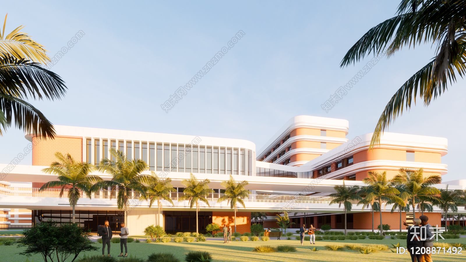 现代复古学校建筑SU模型下载【ID:1208871492】