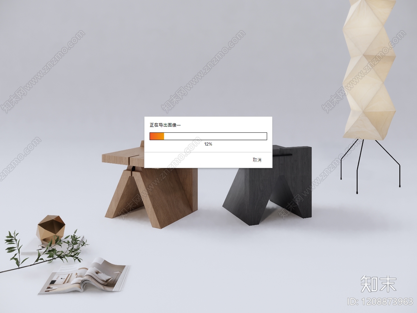 中式侘寂其他凳子SU模型下载【ID:1208873963】