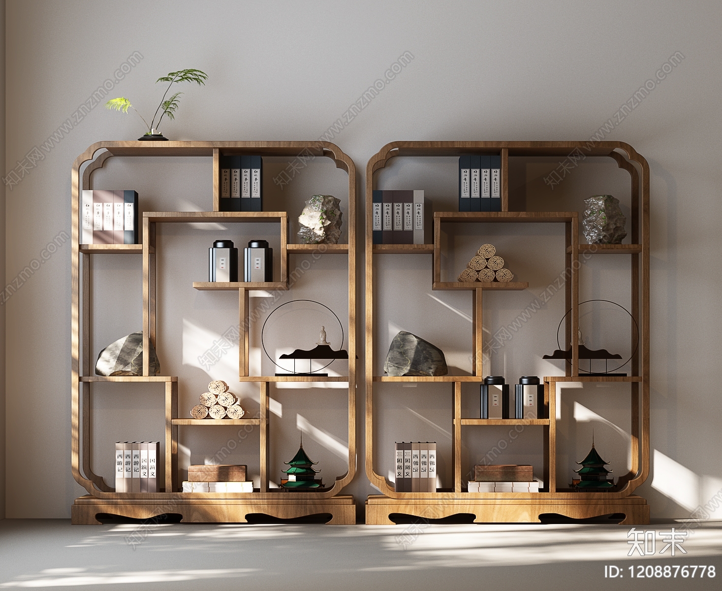新中式博古架3D模型下载【ID:1208876778】