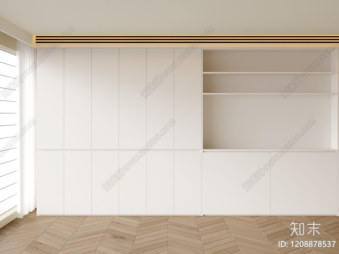 极简书柜3D模型下载【ID:1208878537】