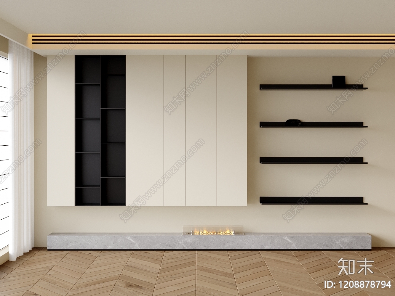 极简书柜3D模型下载【ID:1208878794】