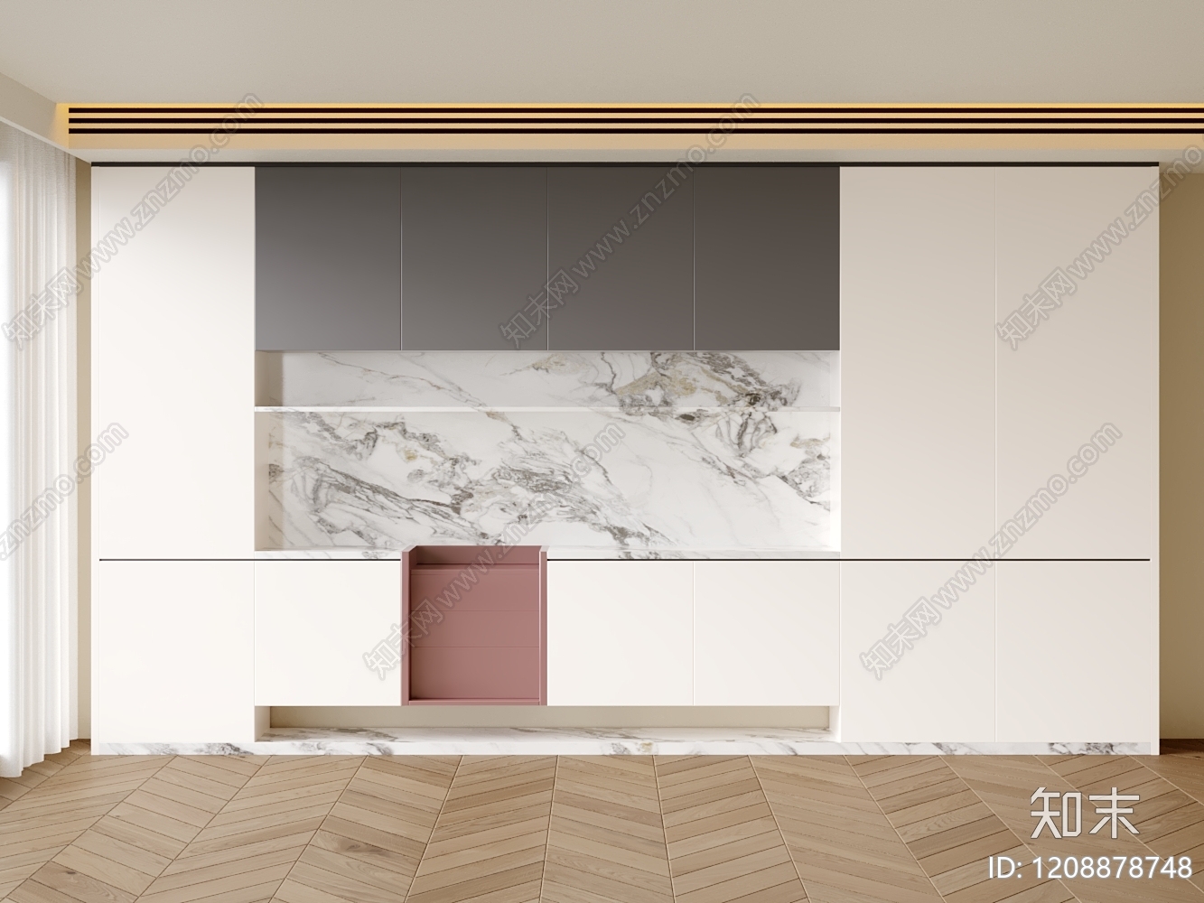 现代简约书柜3D模型下载【ID:1208878748】