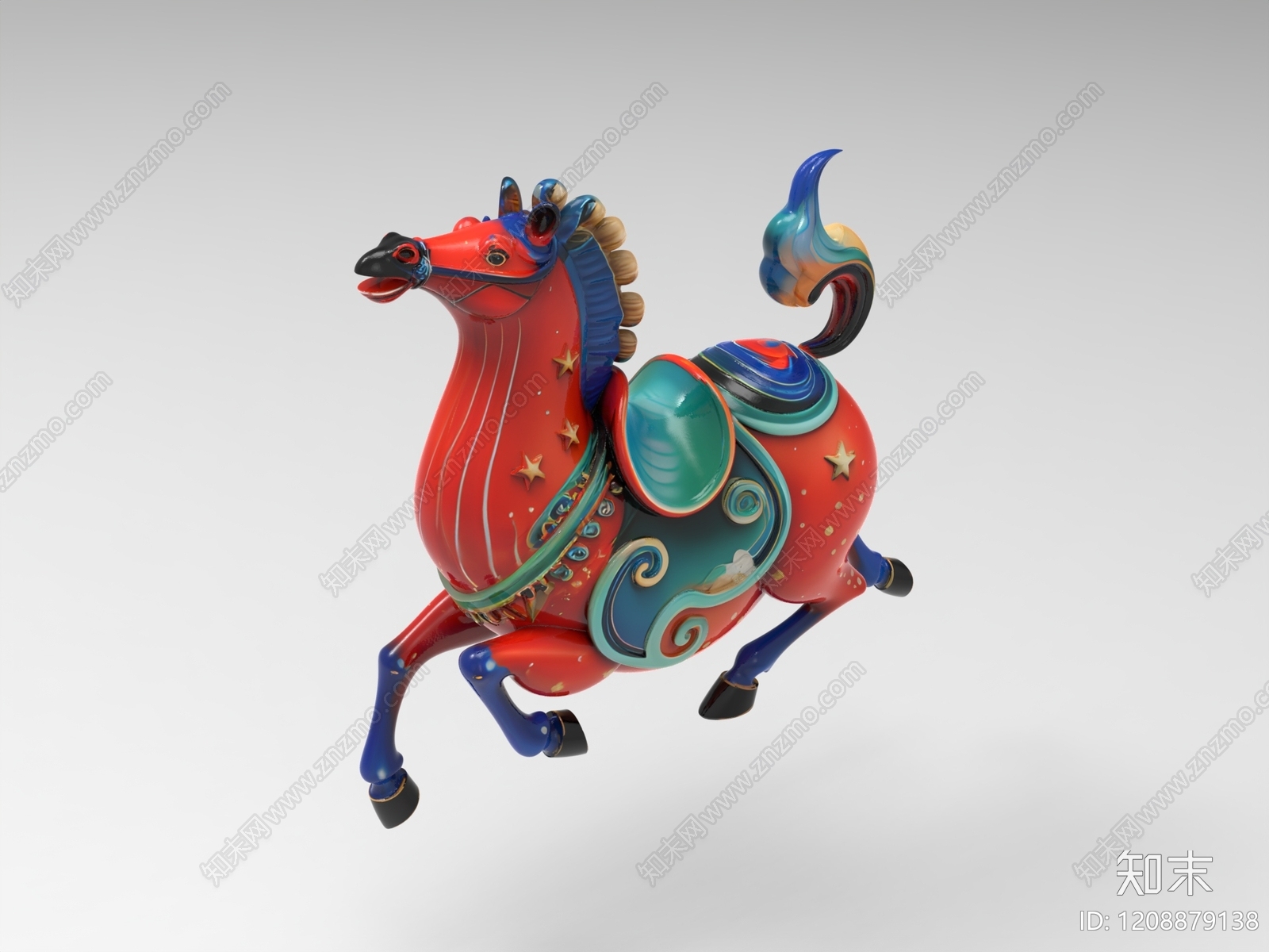 新中式国潮风雕塑摆件3D模型下载【ID:1208879138】