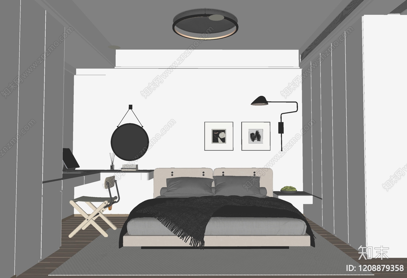 现代家居卧室SU模型下载【ID:1208879358】