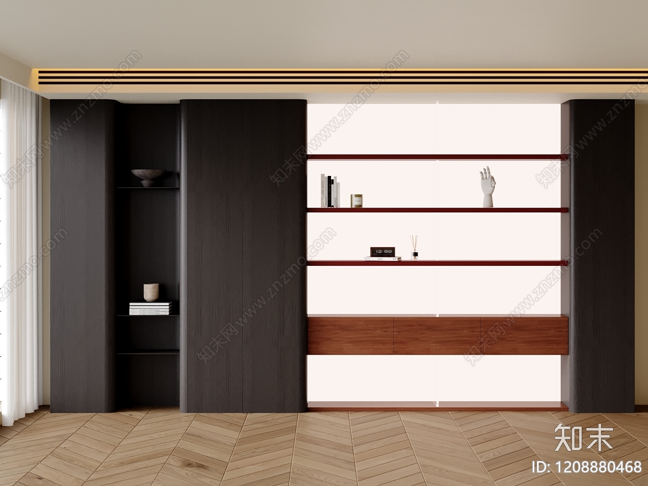 现代简约书柜3D模型下载【ID:1208880468】