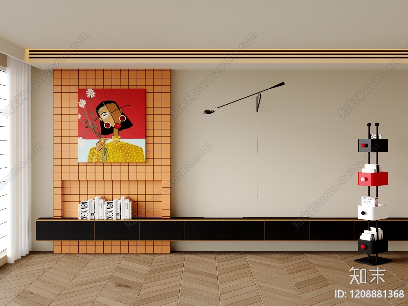 现代简约书柜3D模型下载【ID:1208881368】