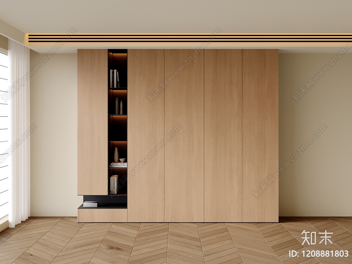 极简书柜3D模型下载【ID:1208881803】