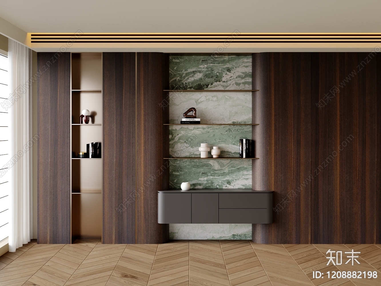 意式极简书柜3D模型下载【ID:1208882198】
