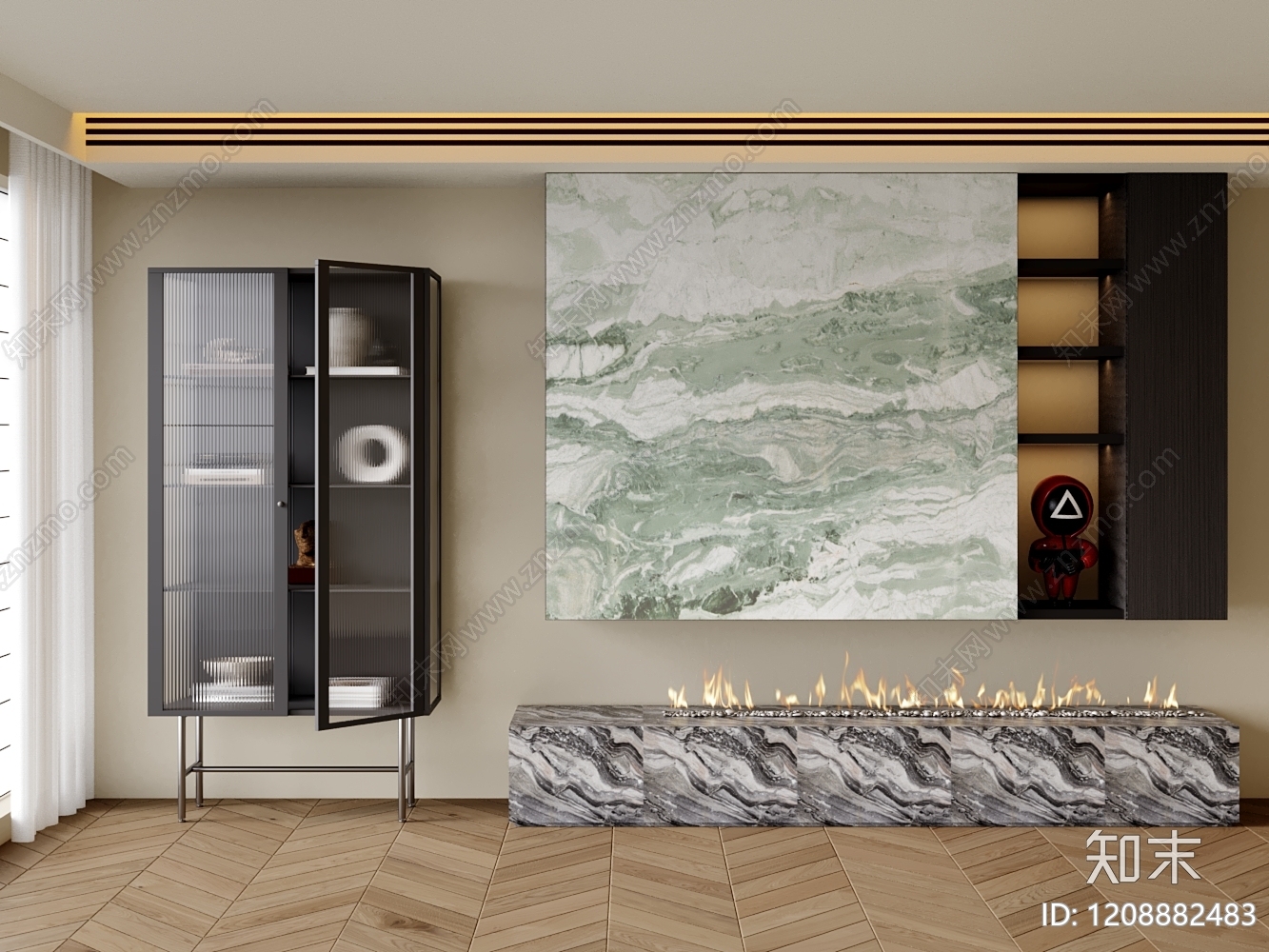 现代简约电视背景墙3D模型下载【ID:1208882483】