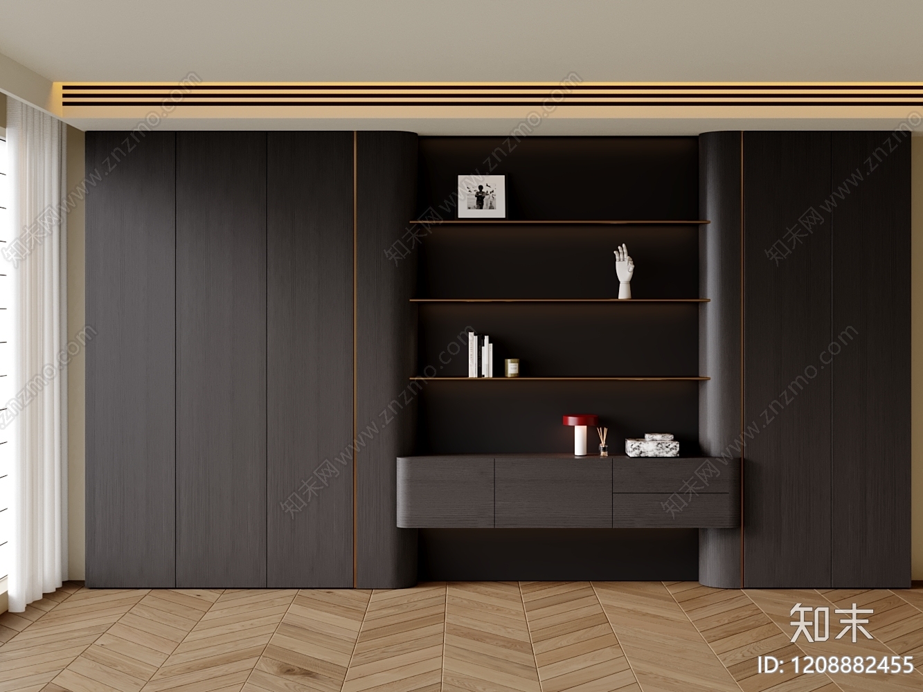 极简书柜3D模型下载【ID:1208882455】