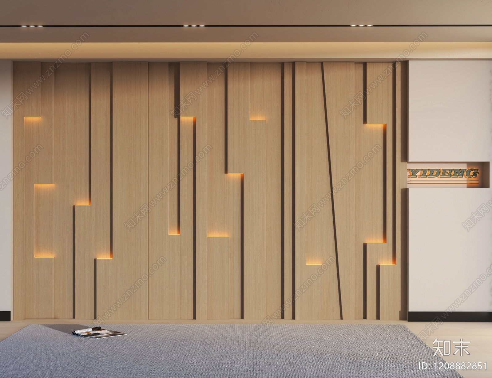 原木风文化墙3D模型下载【ID:1208882851】