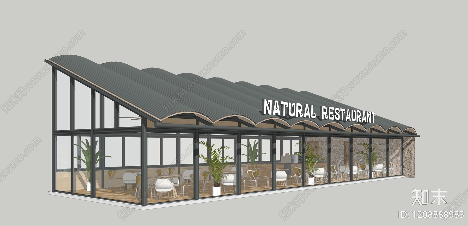 现代餐饮建筑SU模型精品下载_SketchUp模型_知末网