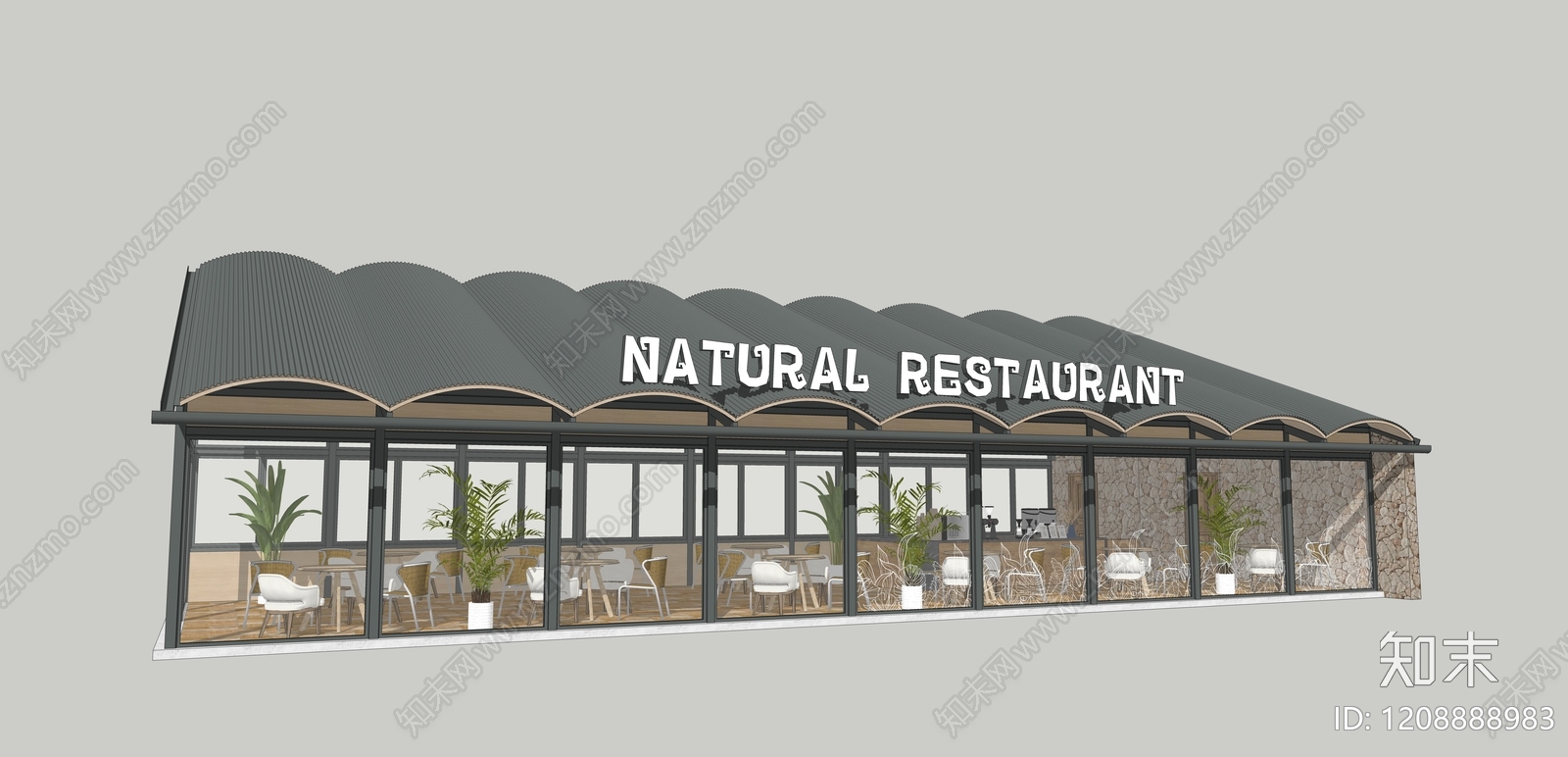 现代餐饮建筑SU模型下载【ID:1208888983】