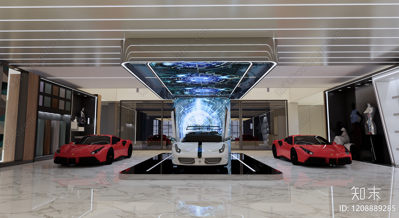 现代轻奢汽车展台SU模型下载【ID:1208889285】