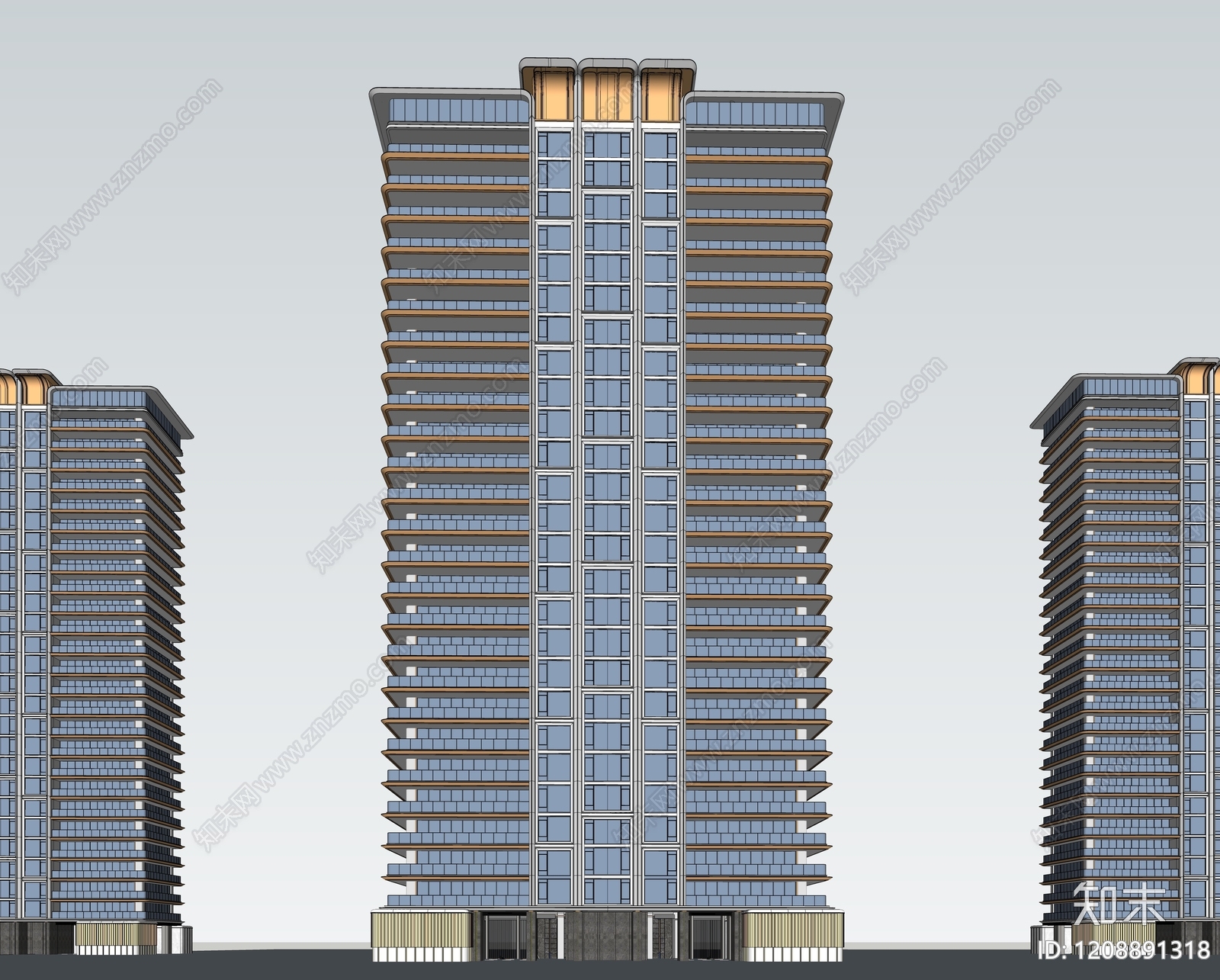 现代极简高层住宅SU模型下载【ID:1208891318】