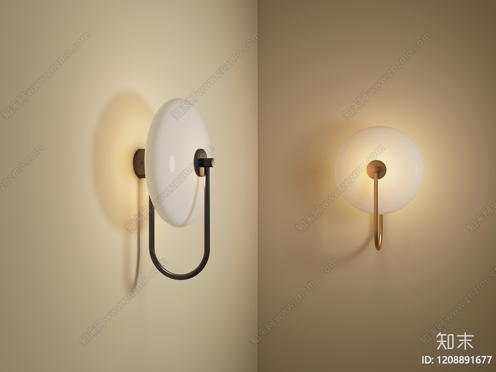 奶油风壁灯3D模型下载【ID:1208891677】