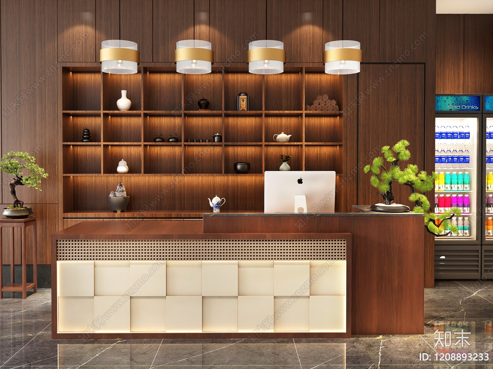 新中式酒店前台3D模型下载【ID:1208893233】