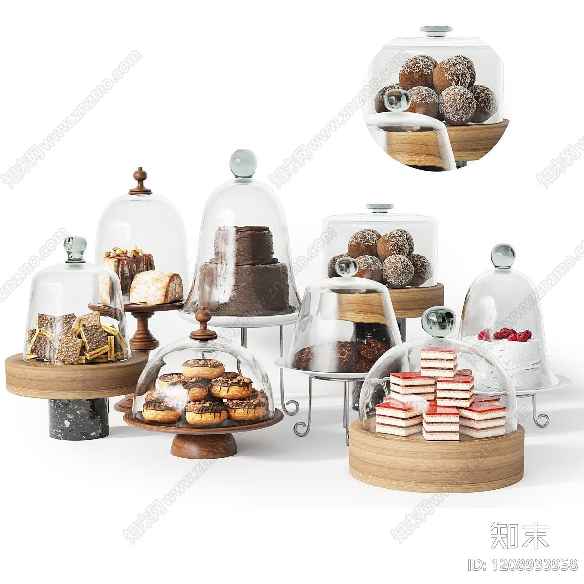原木风蛋糕展示台3D模型下载【ID:1208933958】