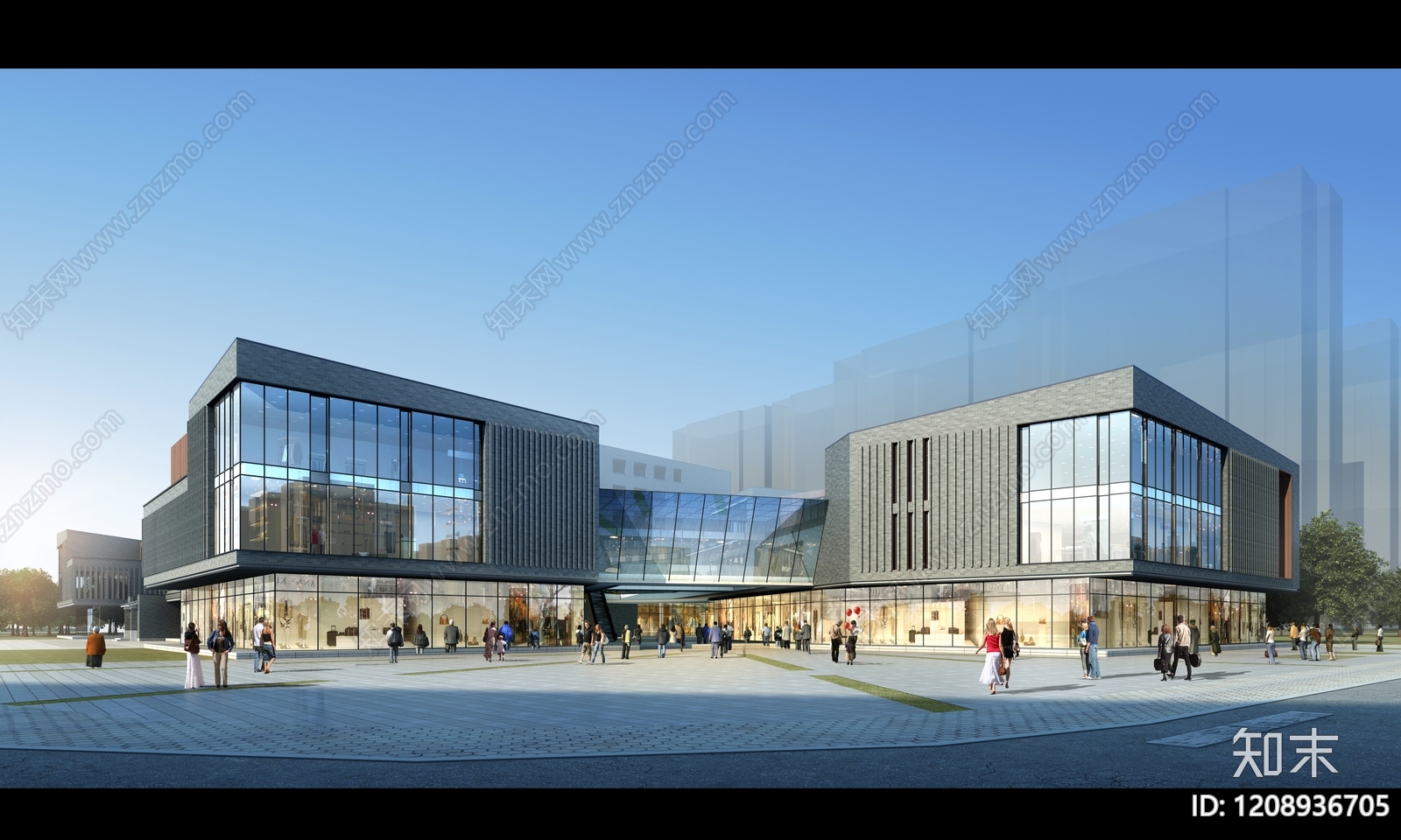 中式现代商业街区建筑下载【ID:1208936705】