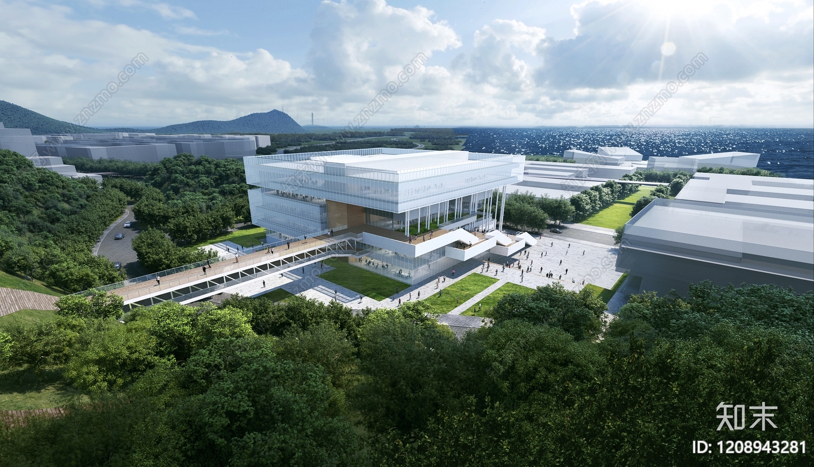 现代简约图书馆建筑下载【ID:1208943281】