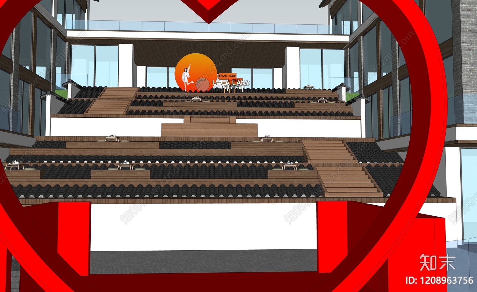 新中式活动中心SU模型下载【ID:1208963756】