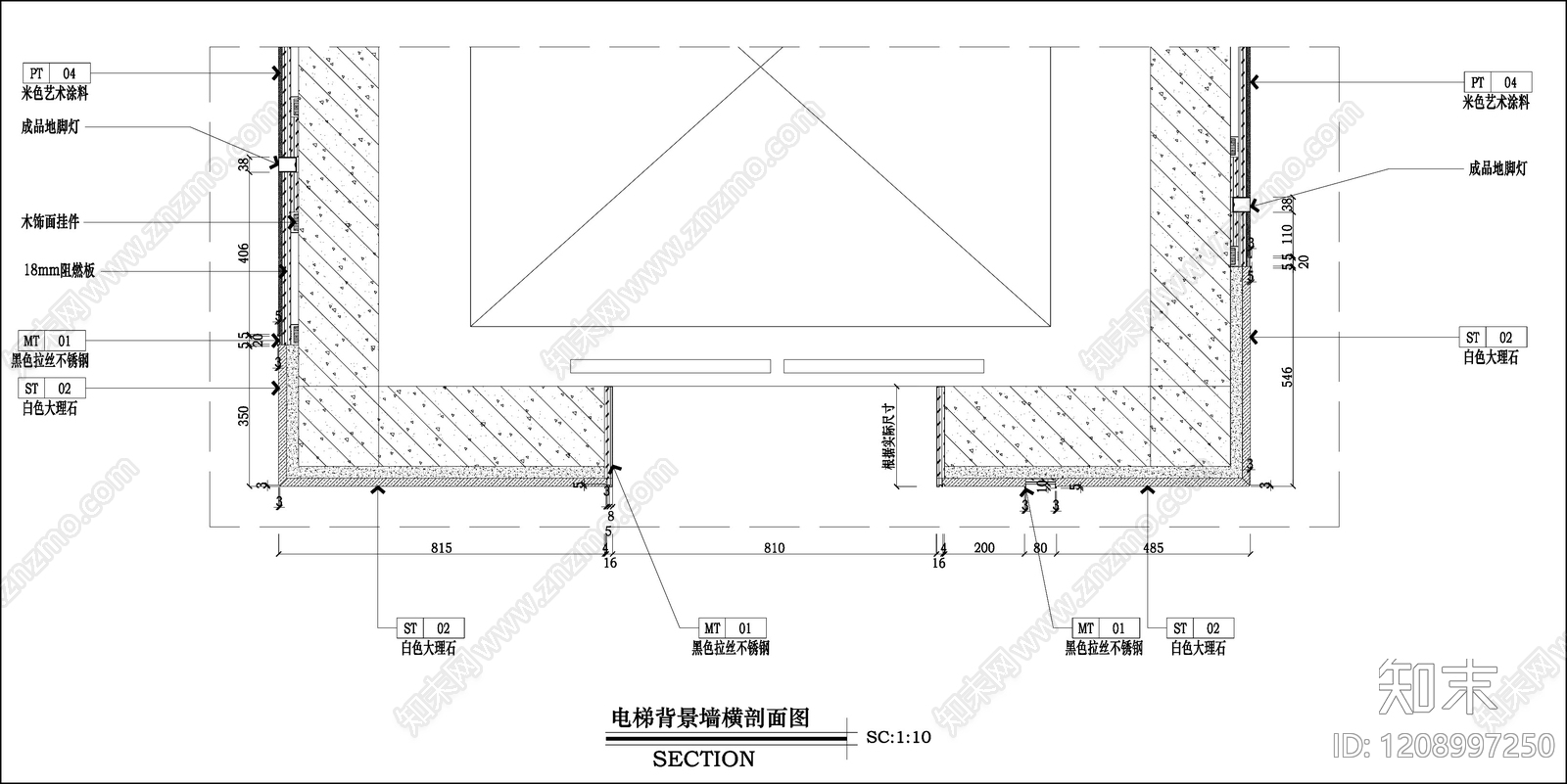背景墙节点cad施工图下载【ID:1208997250】