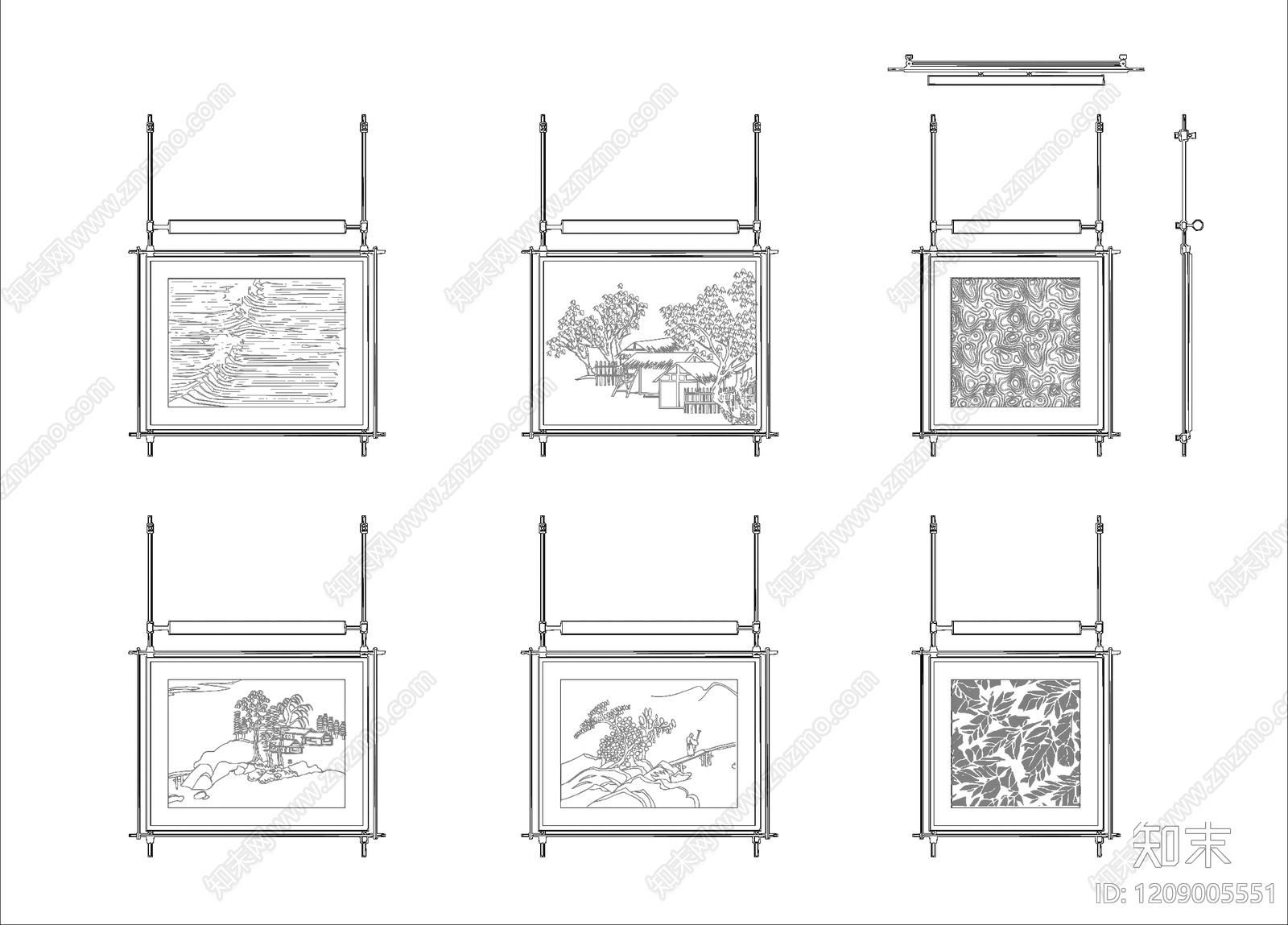 现代意式挂画施工图下载【ID:1209005551】