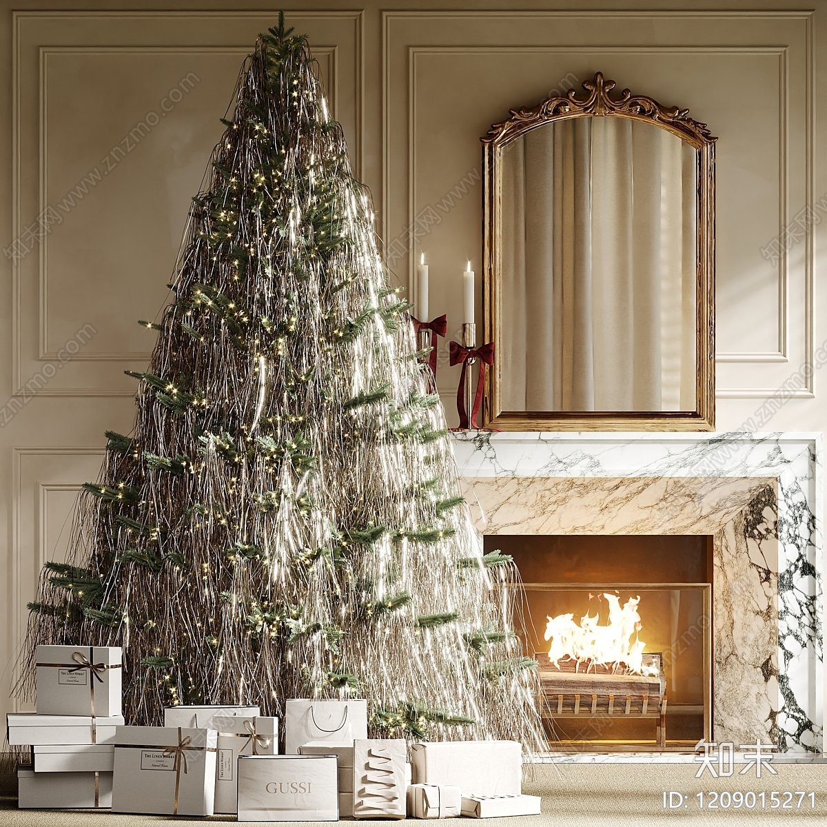 法式圣诞树3D模型下载【ID:1209015271】