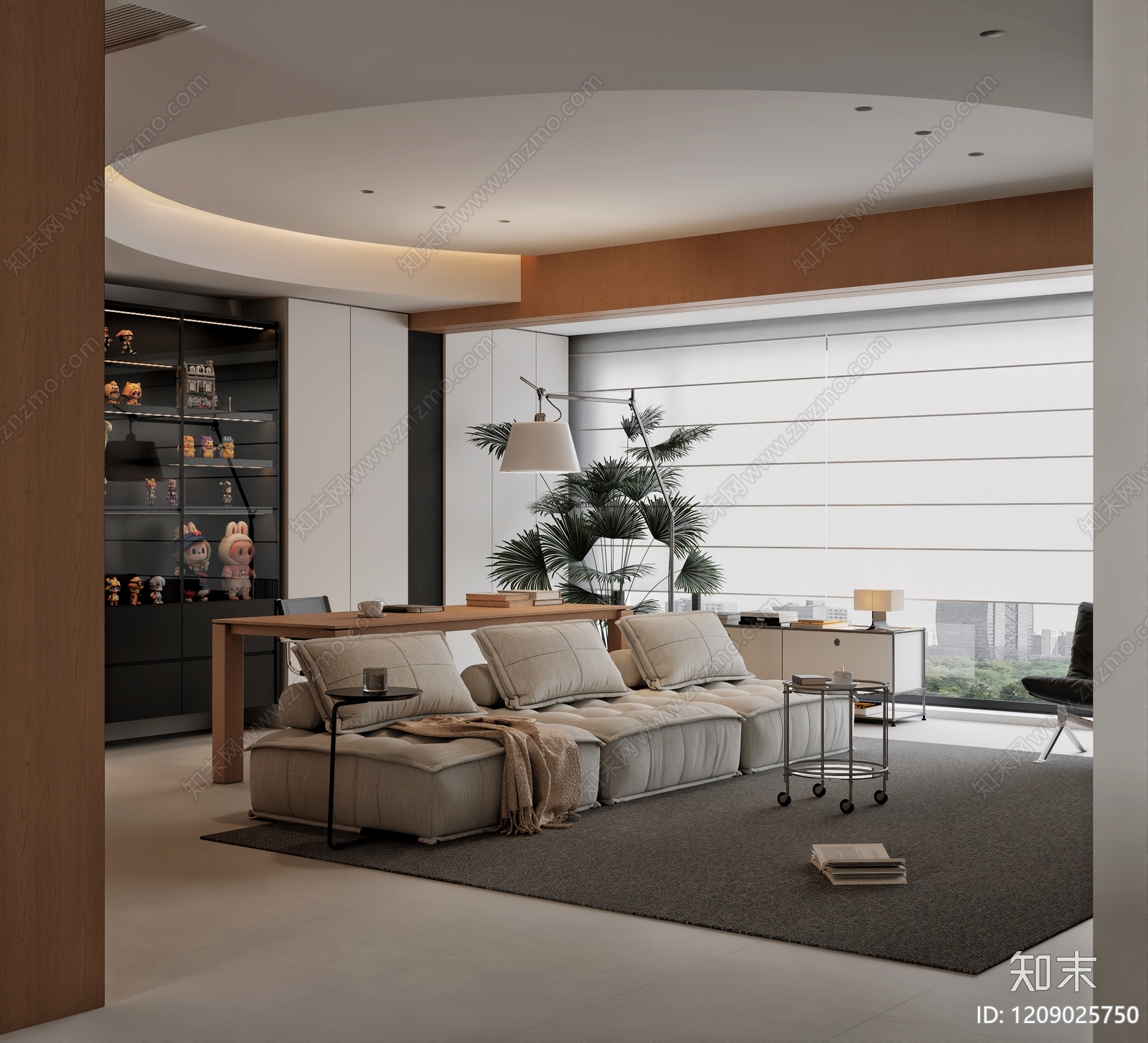 现代简约大平层客餐厅3D模型下载【ID:1209025750】