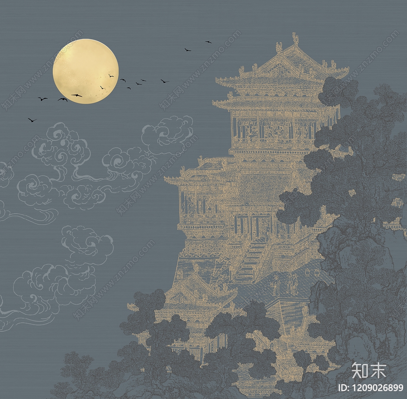 新中式轻奢客厅贴图下载【ID:1209026899】