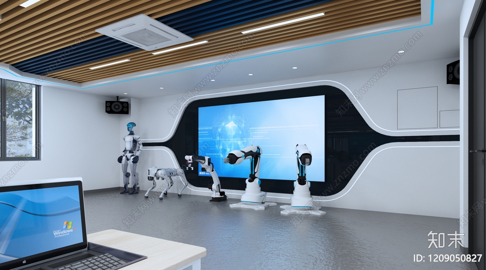 现代科技风教室3D模型下载【ID:1209050827】