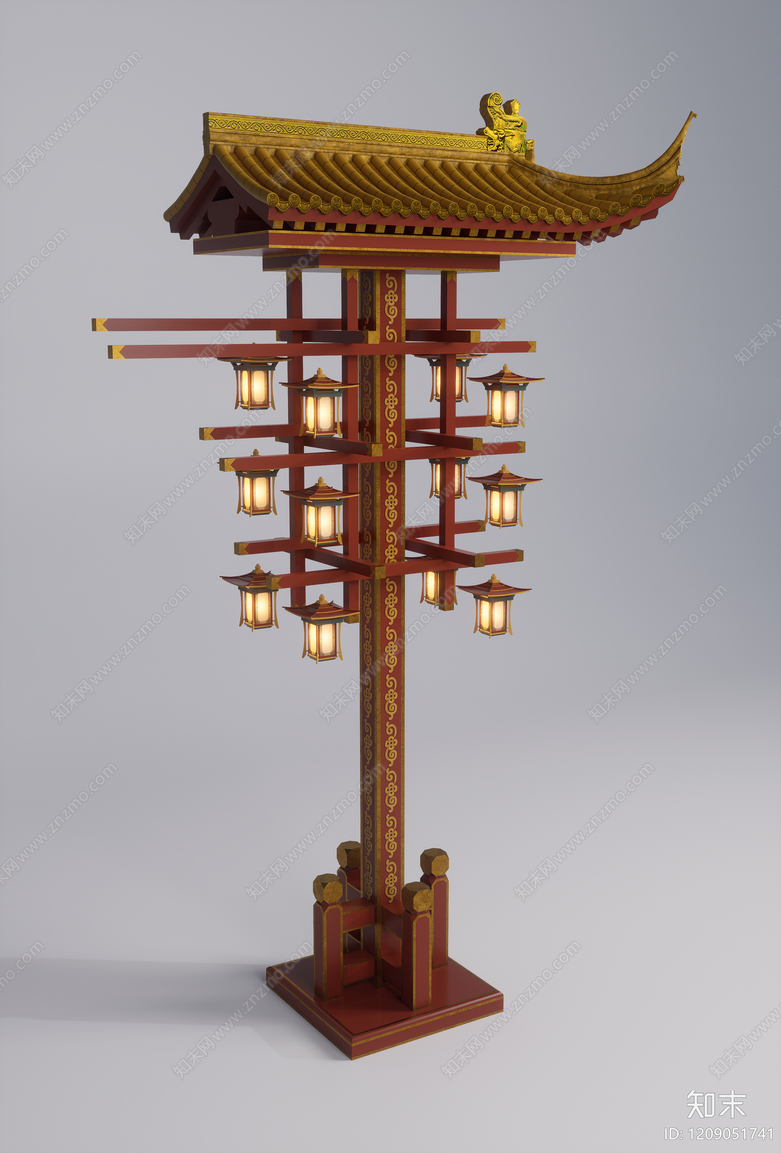 中式景观灯SU模型下载【ID:1209051741】