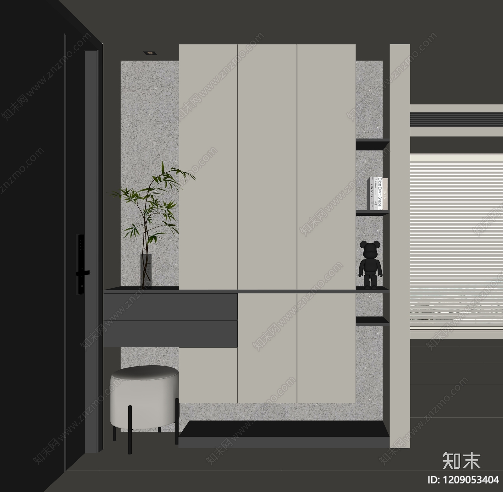 现代玄关柜SU模型下载【ID:1209053404】