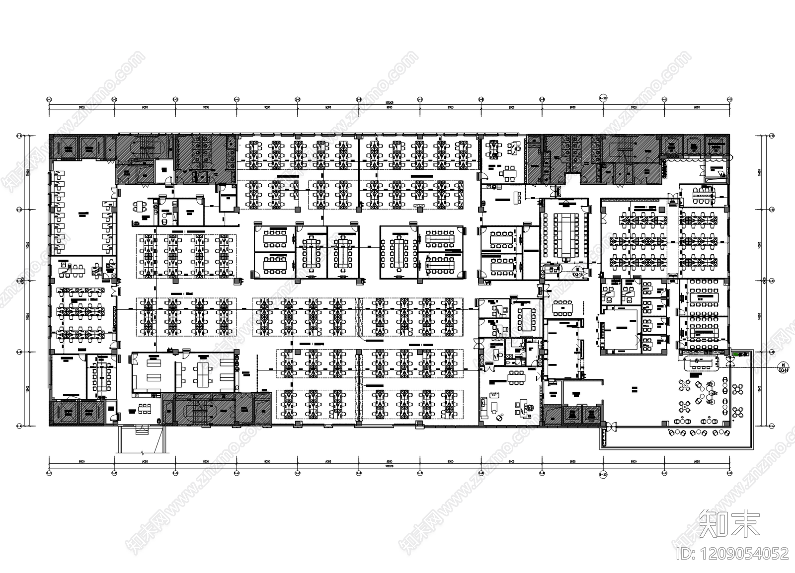 现代简约整体办公空间cad施工图下载【ID:1209054052】